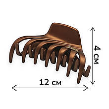 Крабик для волосся 12 х 4 см каучуковий Ліана #03 коричневий FasRion