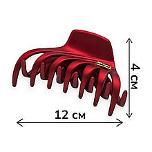 Крабик для волосся 12 х 4 см каучуковий Ліана #05 червоний FasRion