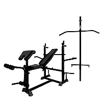 Універсальна лава для жиму WCGPRO 0090 з тягою та брусами, чорна