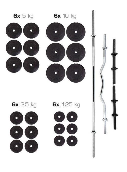 Штанга та гантелі Premium 128 кг, чорний метал, для силових тренувань
