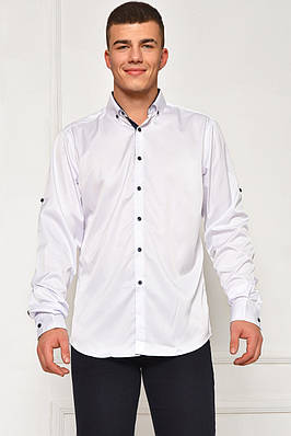 Сорочка чоловіча однотонна білого кольору 208247T Безкоштовна доставка