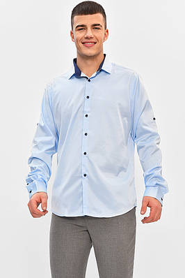 Сорочка чоловіча однотонна блакитного кольору 208248T Безкоштовна доставка