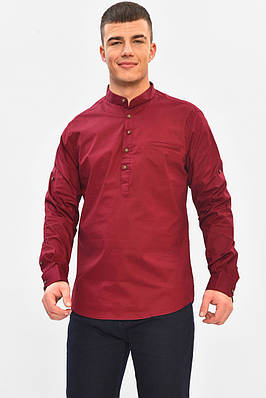 Сорочка чоловіча однотонна бордового кольору 208254T Безкоштовна доставка