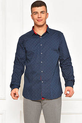Сорочка чоловіча темно-синього кольору з принтом 208267T Безкоштовна доставка