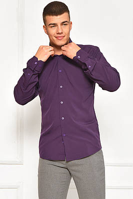 Сорочка чоловіча однотонна темно-фіолетового кольору 208268T Безкоштовна доставка
