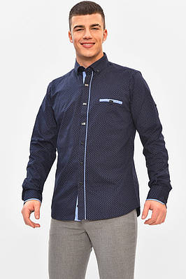 Сорочка чоловіча темно-синього кольору з принтом р.L 208270T Безкоштовна доставка