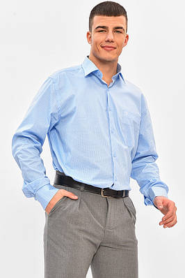 Сорочка чоловіча блакитного кольору з принтом р.40 208277T Безкоштовна доставка