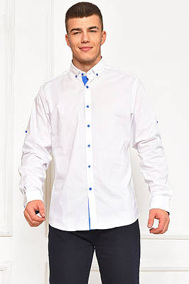 Сорочка чоловіча однотонна білого кольору р.L 208284T Безкоштовна доставка