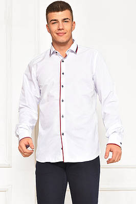 Сорочка чоловіча однотонна білого кольору р.L 208285T Безкоштовна доставка