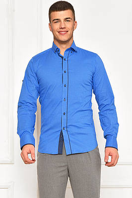 Сорочка чоловіча синього кольору з принтом р.S 208286T Безкоштовна доставка