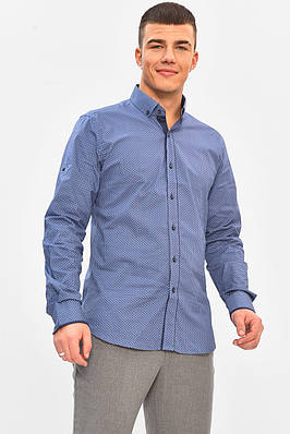 Сорочка чоловіча синього кольору з принтом р.L 208288T Безкоштовна доставка