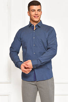 Сорочка чоловіча синього кольору з принтом р.L 208289T Безкоштовна доставка
