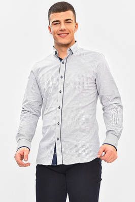 Сорочка чоловіча білого кольору з принтом р.M 208291T Безкоштовна доставка