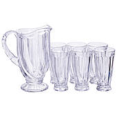Набір глечик 1 л зі склянками 6 (шт) по 300 мл для напоїв Прозорий HP-19-24