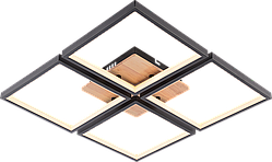 Люстра стельова світлодіодна VALESO DK6587/4 з пультом, LED 82W, димер, Чорний+Дерево