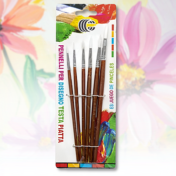 Набір круглих пензлів для малювання "С" 1009 Упаковка 6 шт.