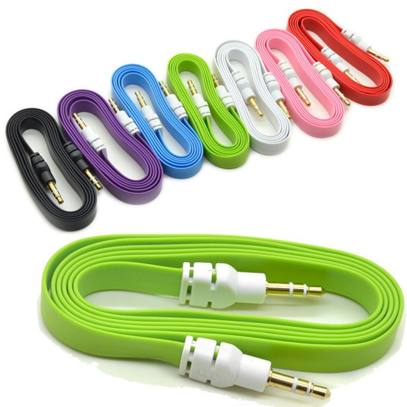 Кабель AUX 3,5 mm 3,5 mm 1 м плоский 5 кольорів