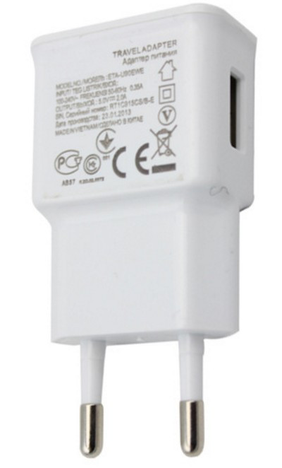 Адаптер USB 500 mA на 220В білий (маркування 2 А)