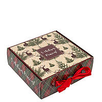 Подарункова коробка 200х200х70 "З Новим Роком!", клітинка