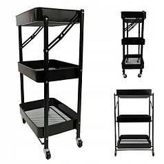 Стелаж етажерка з полицями на колесах Bonro B-233 чорний