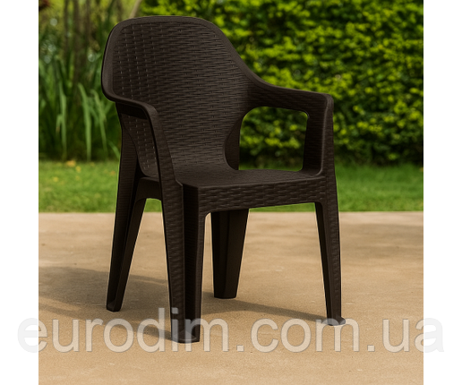Стілець Міла пластиковий ротанг коричневий, фото 2
