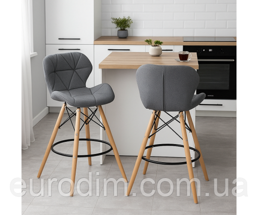 Стілець Стар Н барний високий сіра тканина, фото 2