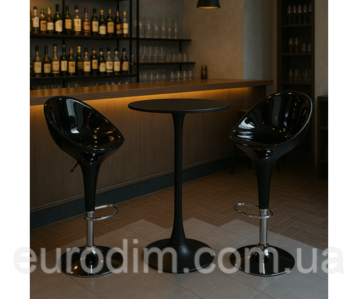 Стіл Тюльпан Н високий барний чорний д. 60 см, фото 2