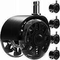 Безшумні роликові колеса для офісного крісла на підшипниках Ruhhy 2.5" комплект 5 шт 8.5 x 6.5 x 6 см Чорний (26294)