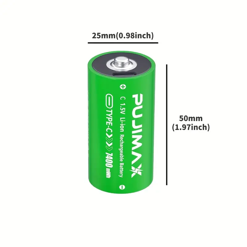 PUJIMAX 1.5V C 7400mWh Акумуляторна літій-іонна батарея високої ємності, фото 1