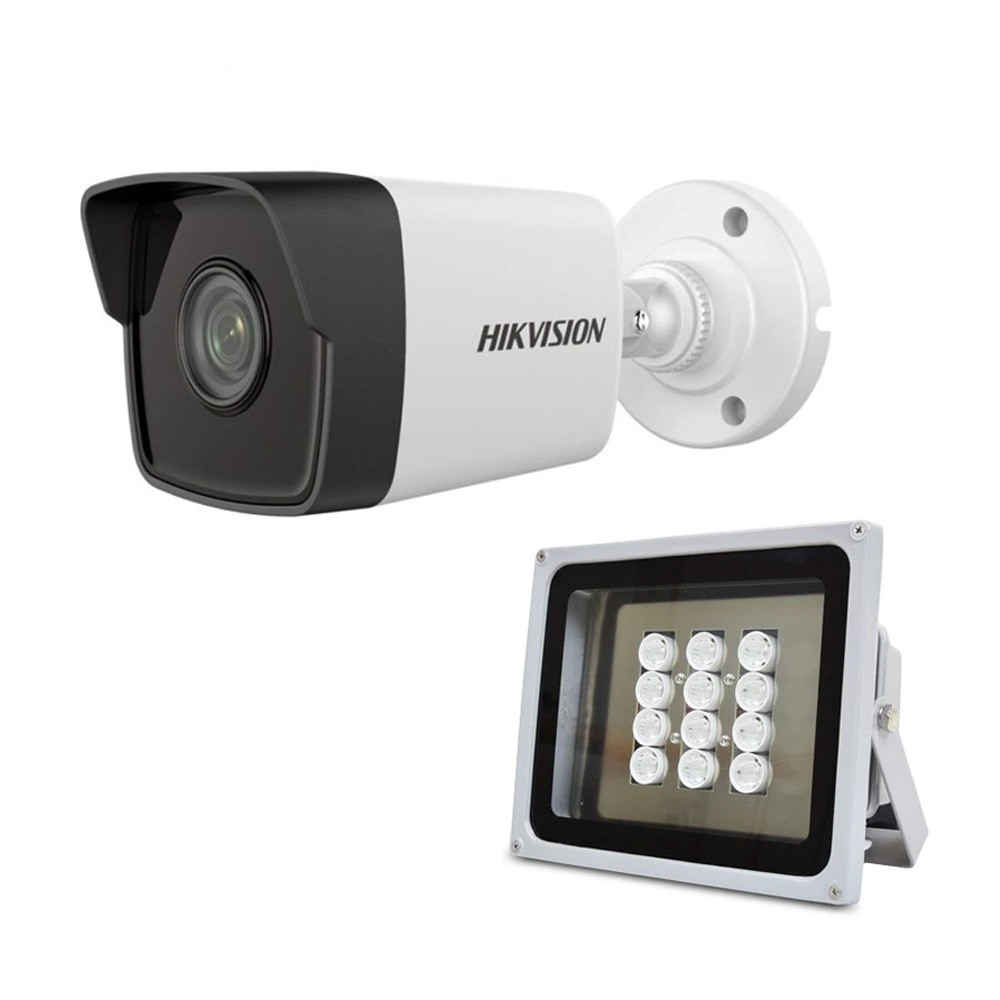 Комплект: IP-відеокамера 2 МП Hikvision DS-2CD1021-I(F) (2.8 mm) + ІЧ-прожектор Lightwell LW12-100IR60-220, фото 1