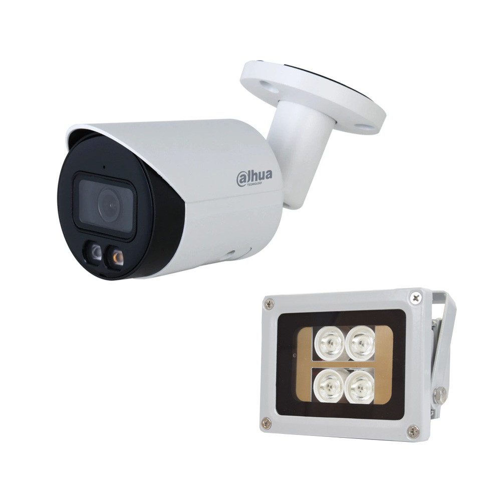 Комплект: IP-відеокамера 4 МП Dahua DH-IPC-HFW2449S-S-IL (2.8 мм) з подвійною підсвіткою + ІЧ-прожектор Lightwell LW4-40IR60-12, фото 1
