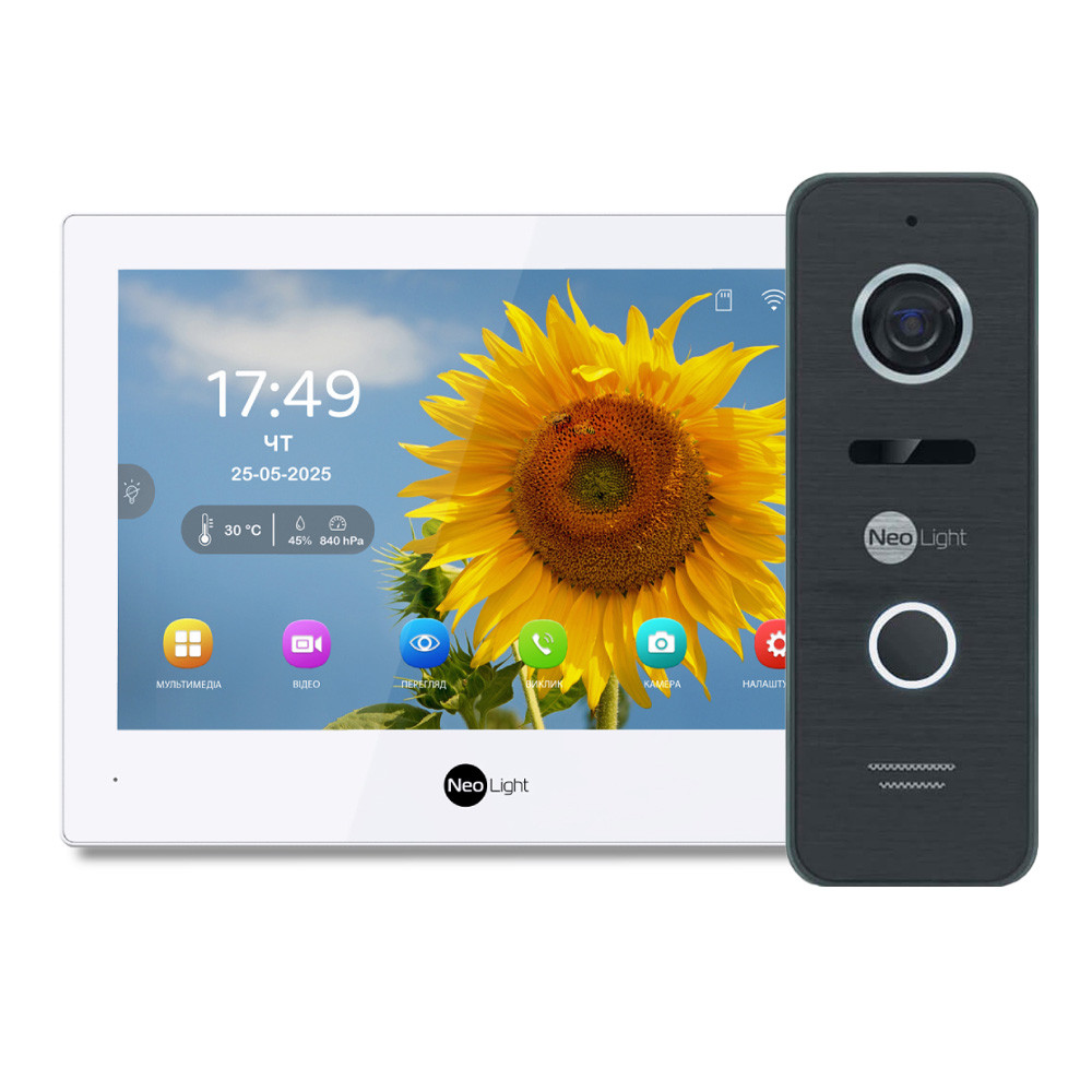 Комплект Neolight ALPHA Hybrid HD KIT Black: гібридний відеодомофон 8" з Wi-Fi та 2 Мп відеопанель, фото 1