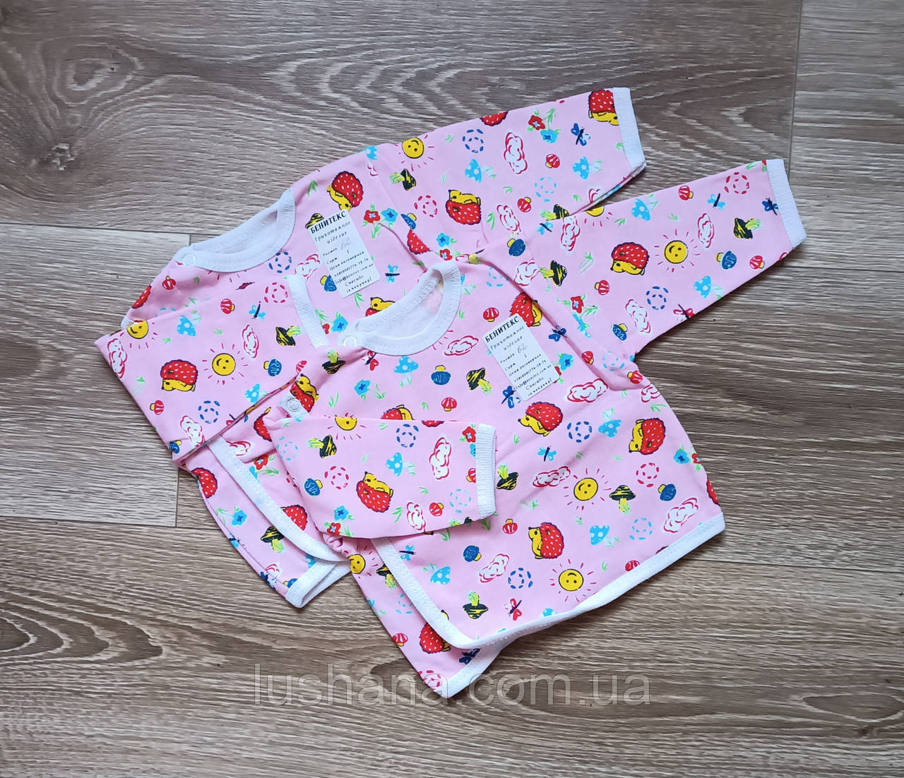 Утеплені / кофти сорочечки на дівчинку / набір 2 шт. / начос (фланель) /  р.62 /  0-3 міс., фото 1