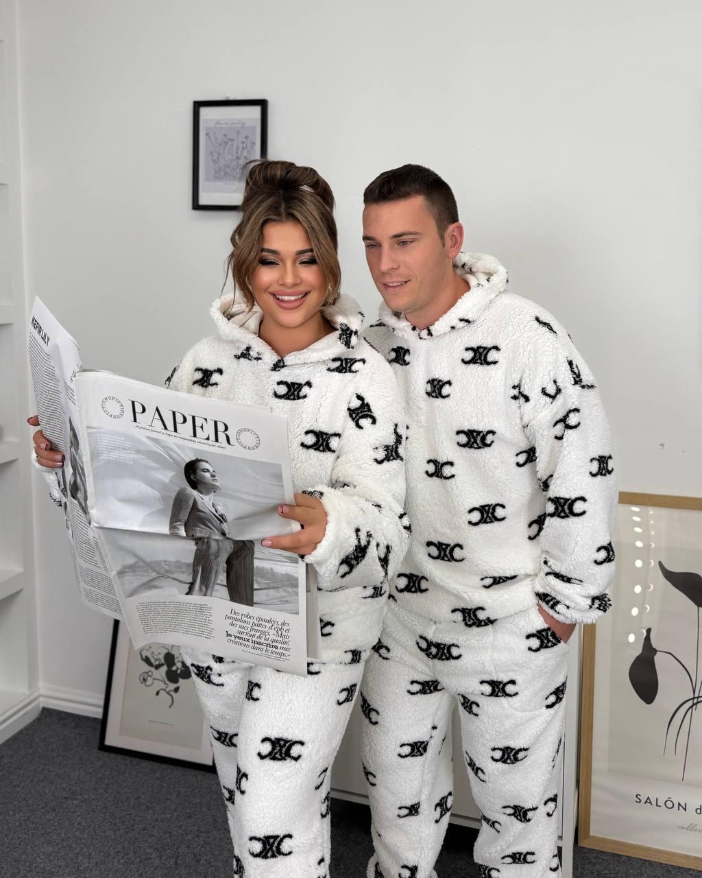 Затишна піжама унісекс молочного кольору, фото 1