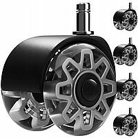 Безшумні роликові колеса для офісного крісла на підшипниках Ruhhy 2.5" комплект 5 шт 8.5 x 6.5 x 6 см Сірий (25280)