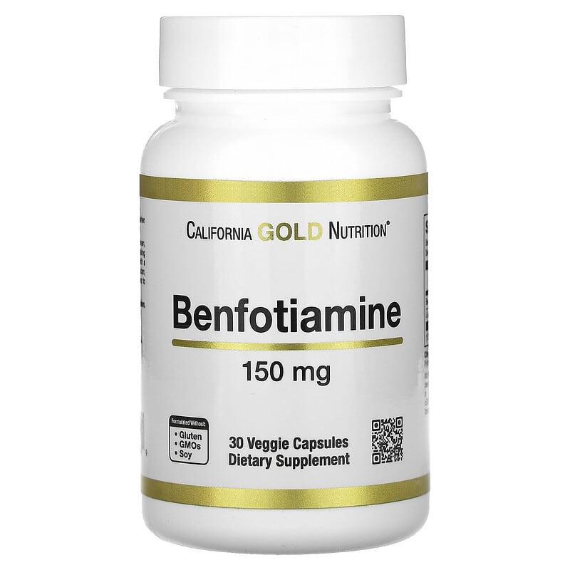 Бенфотіамін (вітамін B1) California Gold Nutrition Benfotiamine 150 мг, 30 капсул | Підтримка нервової системи та обміну речовин