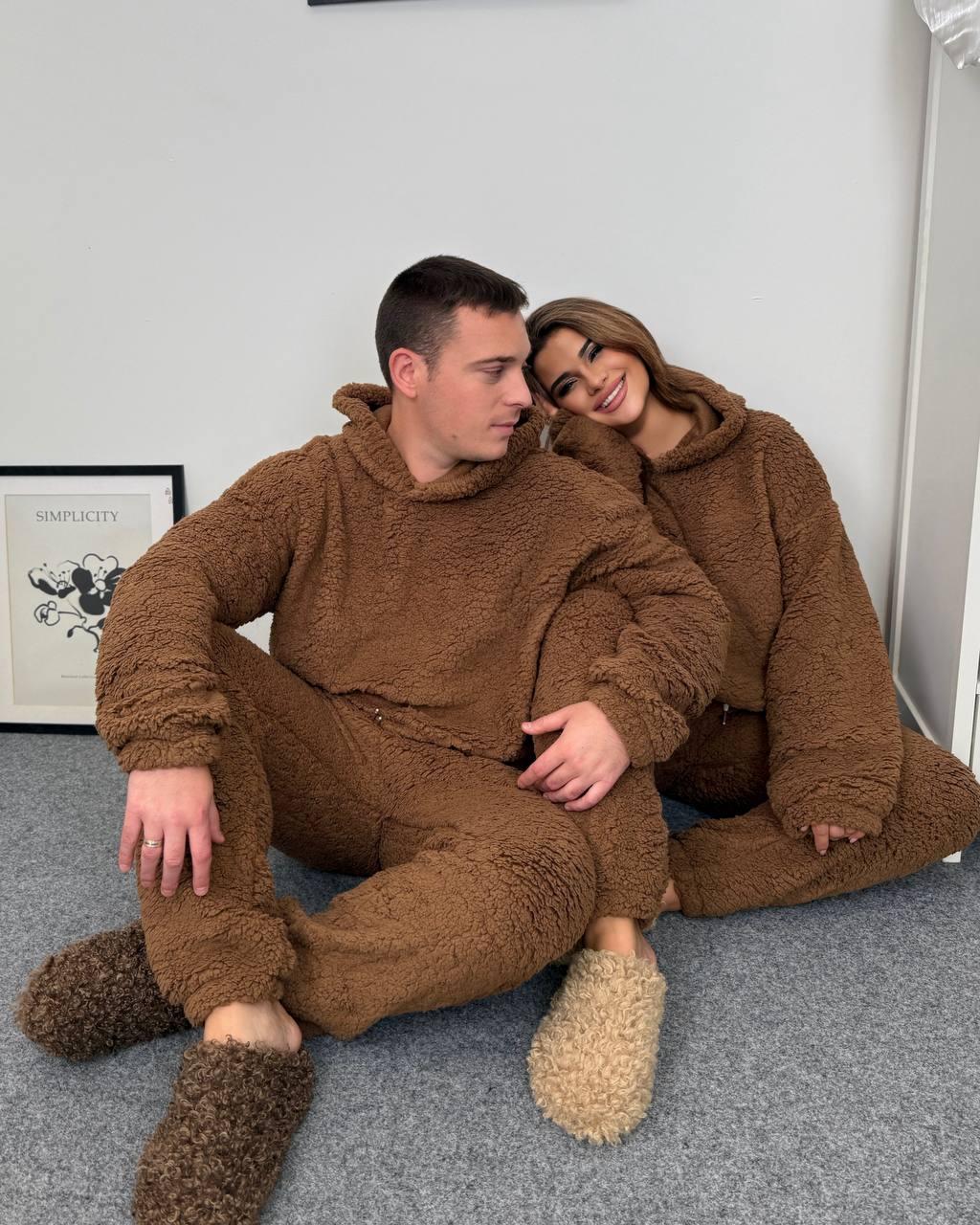 Затишна піжама унісекс коричневого кольору, фото 1