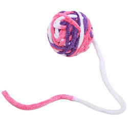 Іграшка-клубець із ниток для кішок (з мотузкою та дзвіночком усередині) SBR-05 Pink