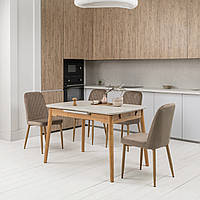 Керамічний стіл 120*80 см кухонний обідній розсувний розкладний прямокутний модерн на кухню TM-76 Травертін матовий+дуб