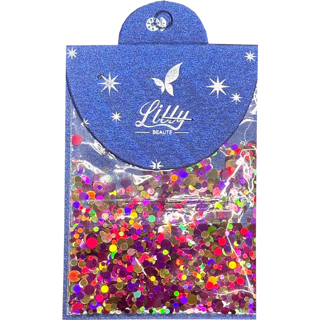 Конфетті Lilly Beaute для манікюру хамелеон малиновий+золото №05
