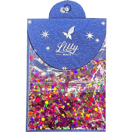 Конфетті Lilly Beaute для манікюру хамелеон малиновий+золото №05, фото 1