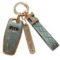 Чохол ключа Audi сірий+ремінець+картка для номера