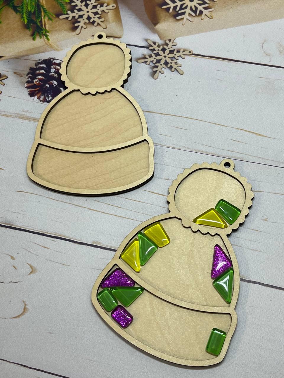 Заготовка під мозаїку "Новорічна шапка" 15*10см, основа з бортиком для творчості, фото 1