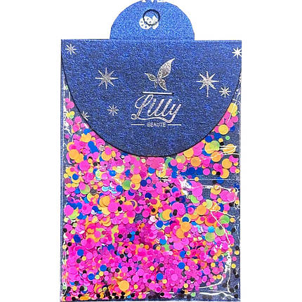 Конфетті Lilly Beaute для манікюру синій+жовтий+чорний+малиновий №22, фото 1