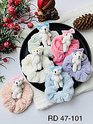 Гумки для волосся оптом хутро Ø 10 см 12 шт/уп ВЕДМЕДИК