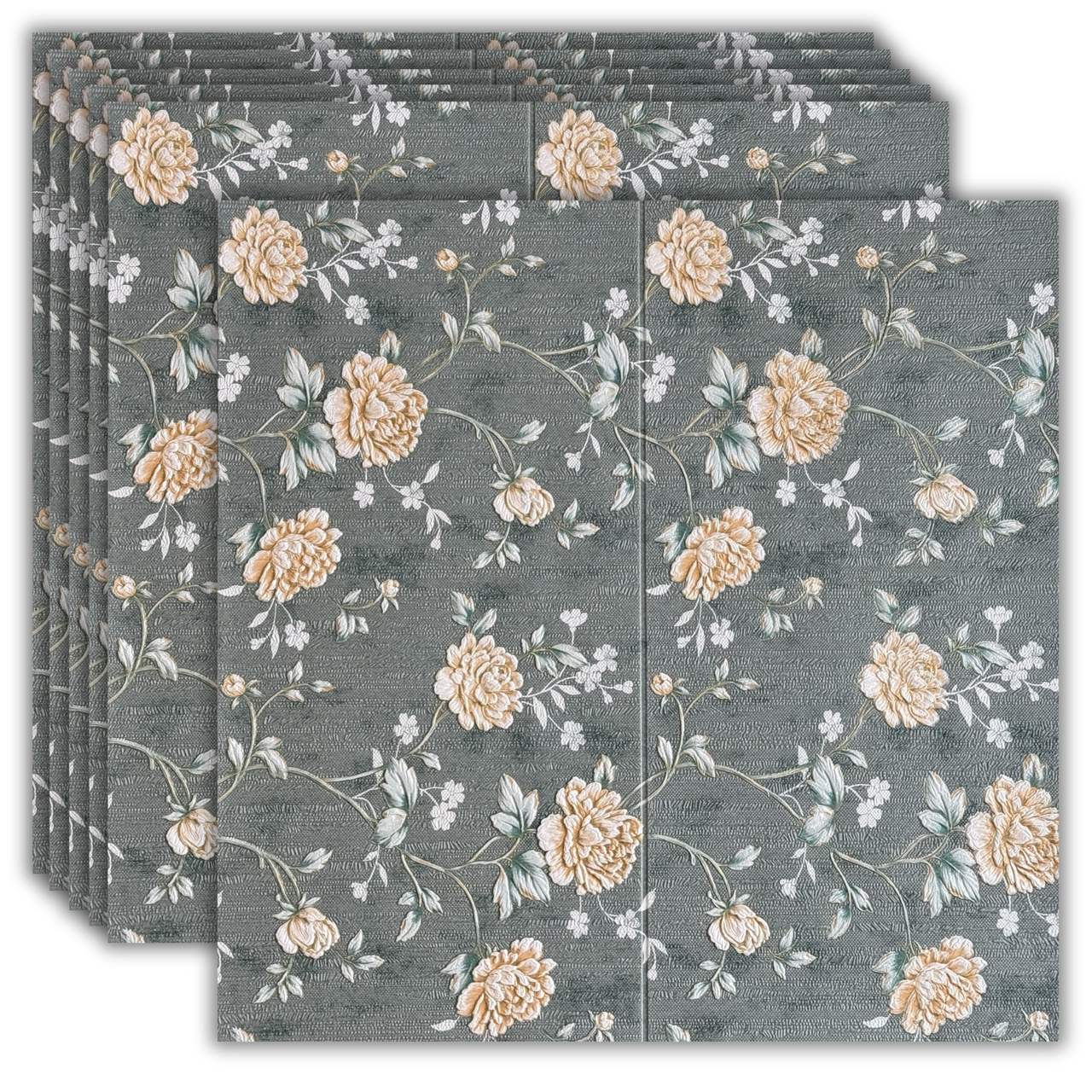 Самоклеюча декоративна 3D панель сірі троянди 700x700x4мм (431) BV-0000762