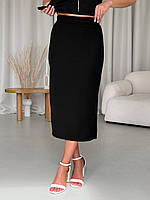 Юбка в рубчик с боковым разрезом черная Merlini Арта 400001461