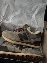 Зимові кросівки New Balance 574 Winter Brown Унісекс Нью Беланс 574 коричневі замша з хутром зима, фото 2