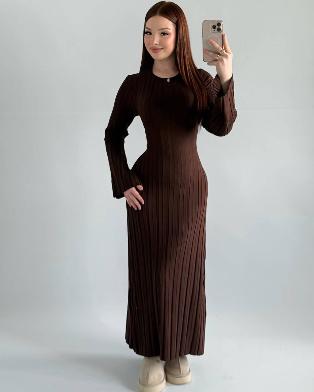Ангорова сукня у довжині міді шоколадного кольору, фото 1