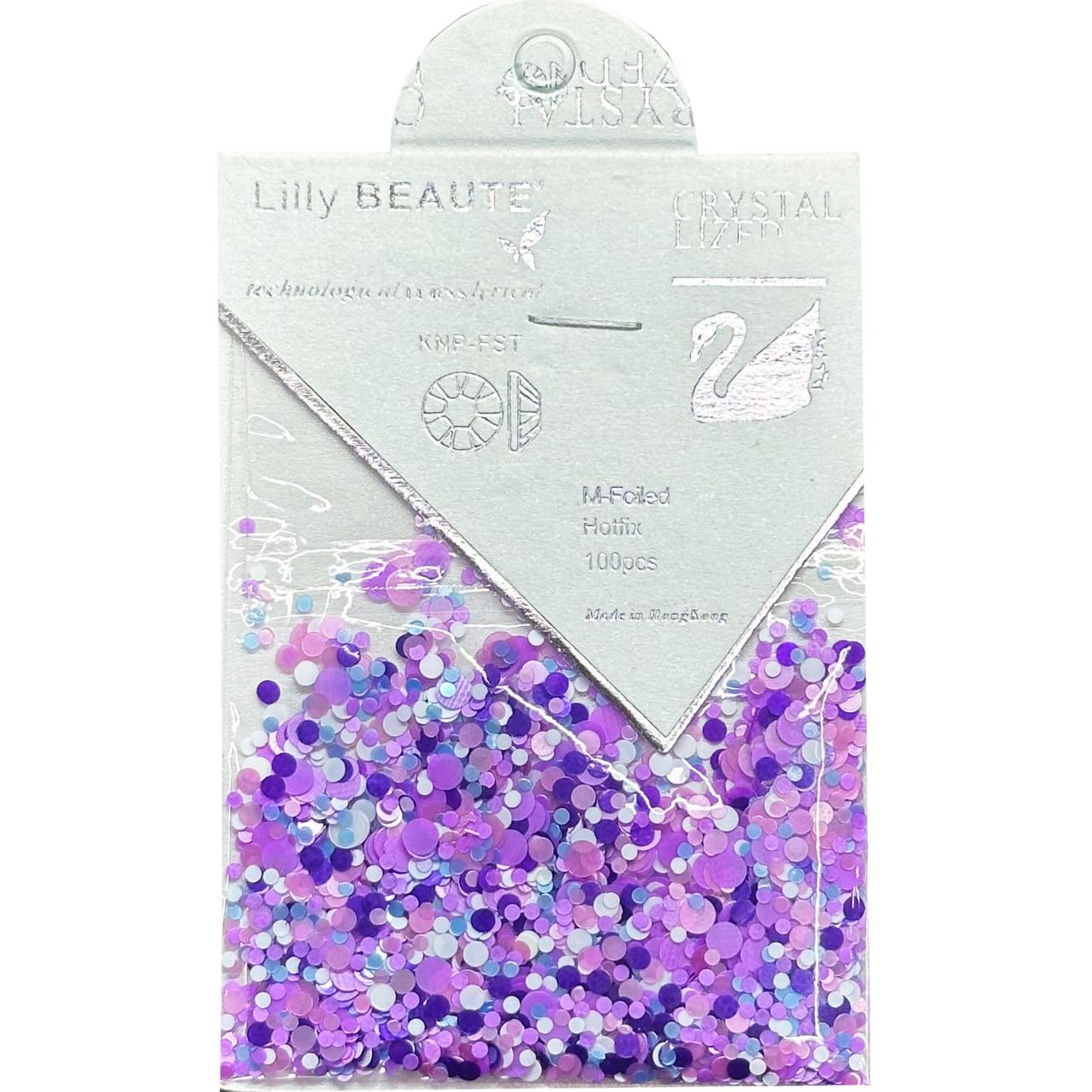 Конфетті Lilly Beaute для манікюру білий+малина+бірюза+фіолетовий №25